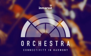 Patterned graphic with Inmarsat and Orchestra logo overlay.