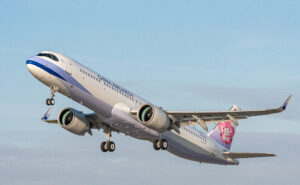 China Airlines A321neo in flight.