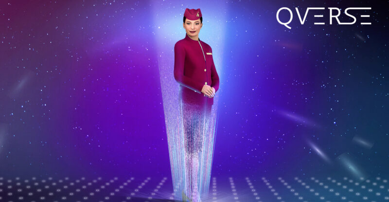 Sama metahuman is standing in the middle of a virtual Hamad International Airport
