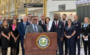 Employees of the FAA making an announcement.