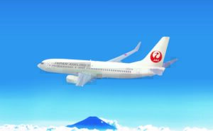 Japan Airlines rendering of an aircraft with Intelsat 2ku